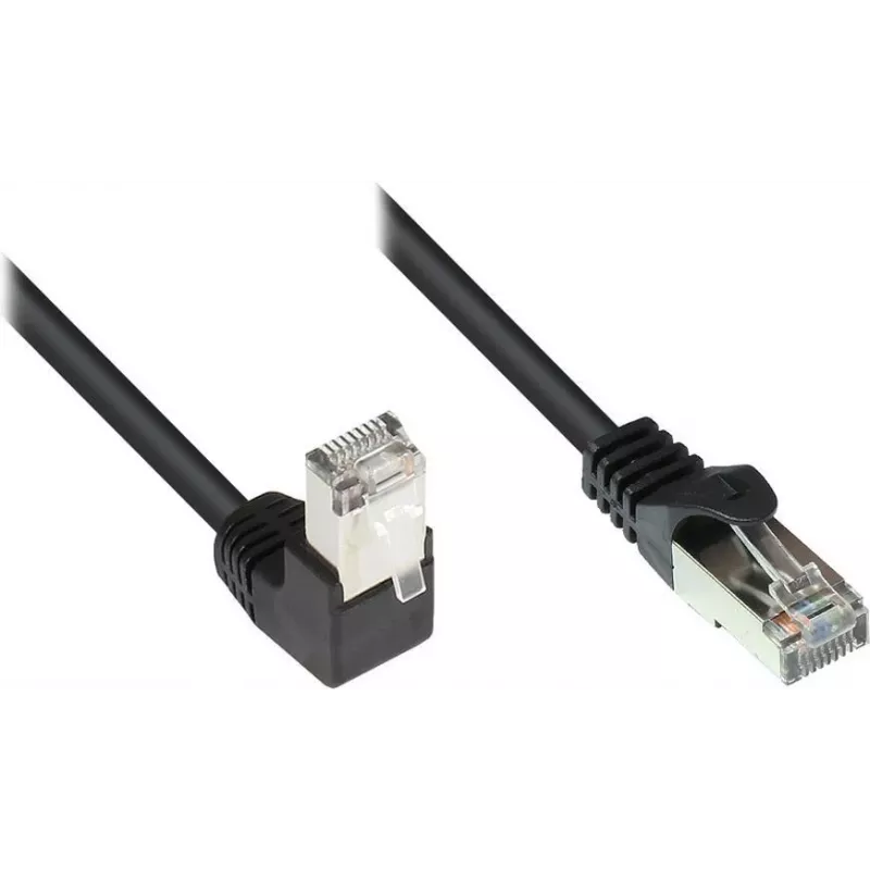 GoodConnections Cabo de rede Cat. 5e F/UTP, 2 m, preto, RJ45 90° para reto 805S-020EWI
