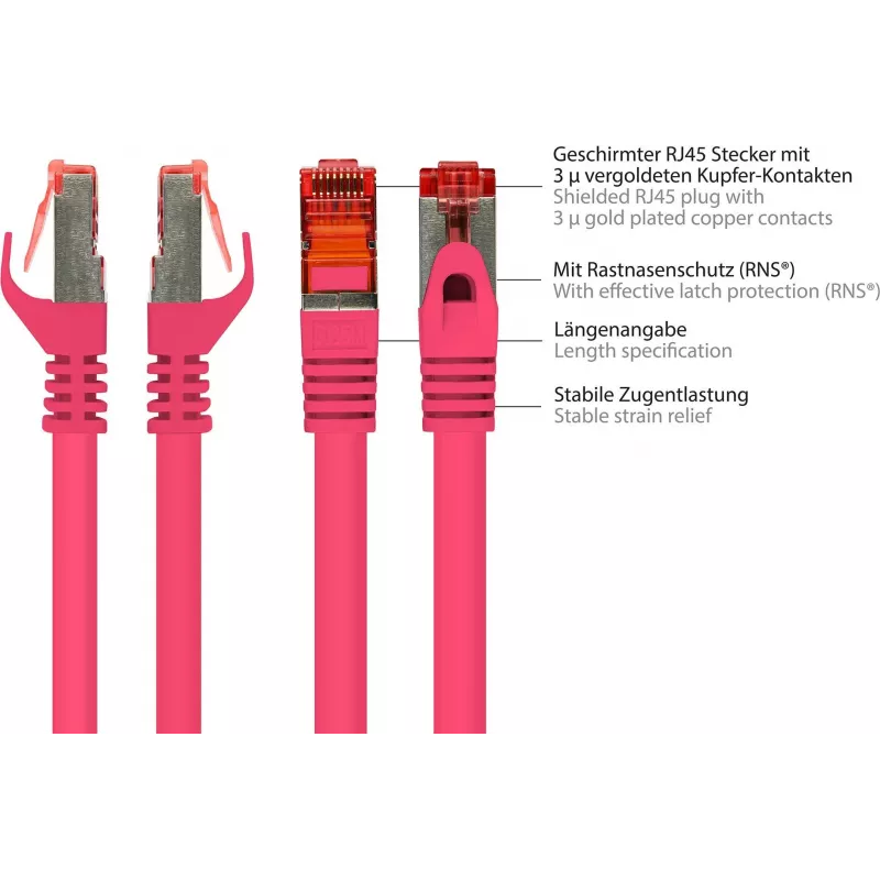 GoodConnections Alcasa 40 m Cabo de rede Cat6 S/FTP RJ-45 macho para macho magenta 8060-400M