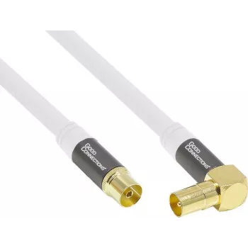Good Connections GC-M2070 Cabo de antena de TV angular SmartFLEX - 30 m - ficha coaxial IEC angulada para conector fêmea - blindagem quádrupla 120 dB 75 Ohm - ligações banhadas a ouro - branco