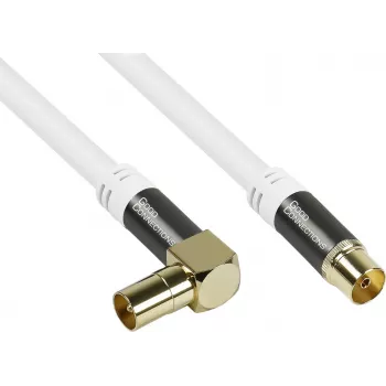Good Connections GC-M2070 Cabo de antena de TV angular SmartFLEX - 30 m - ficha coaxial IEC angulada para conector fêmea - blindagem quádrupla 120 dB 75 Ohm - ligações banhadas a ouro - branco