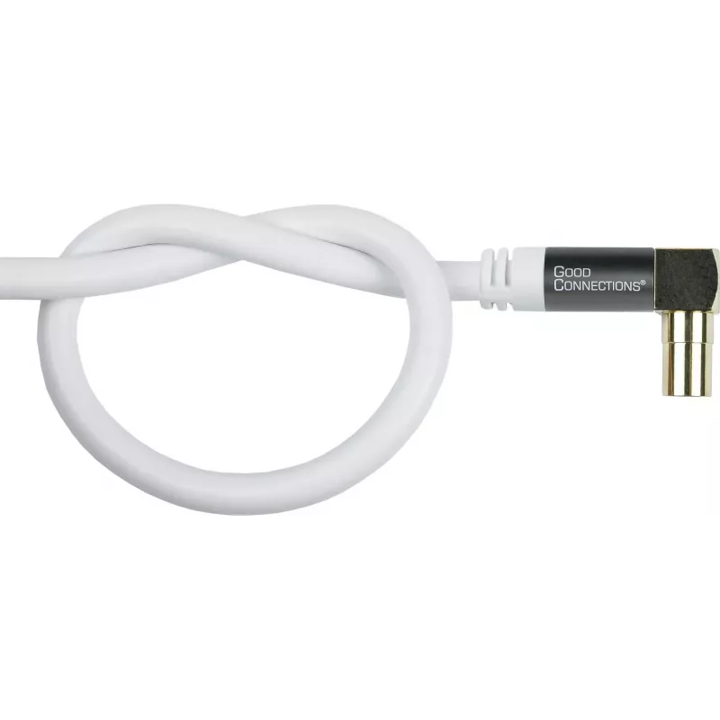 Good Connections GC-M2070 Cabo de antena de TV angular SmartFLEX - 30 m - ficha coaxial IEC angulada para conector fêmea - blindagem quádrupla 120 dB 75 Ohm - ligações banhadas a ouro - branco