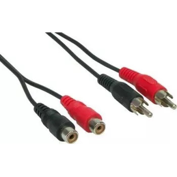 GoodConnections Cabo de extensão de áudio RCA 5 m, 2x ficha RCA para 2x conector fêmea RCA, estéreo, preto AS-5CV2