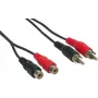 GoodConnections Cabo de extensão de áudio RCA 5 m, 2x ficha RCA para 2x conector fêmea RCA, estéreo, preto AS-5CV2