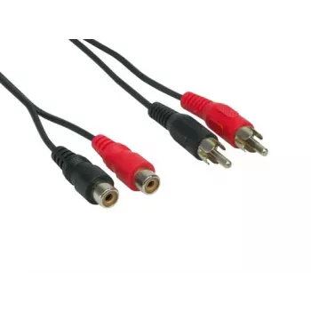 GoodConnections Cabo de extensão de áudio RCA 5 m, 2x ficha RCA para 2x conector fêmea RCA, estéreo, preto AS-5CV2