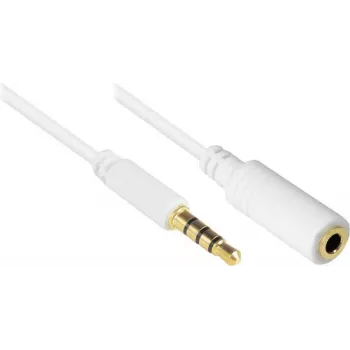 GoodConnections AS-35V4W2 Cabo de extensão de áudio 3,5 mm de 4 polos, ficha para conector fêmea, branco, 2 m