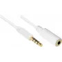 GoodConnections AS-35V4W2 Cabo de extensão de áudio 3,5 mm de 4 polos, ficha para conector fêmea, branco, 2 m