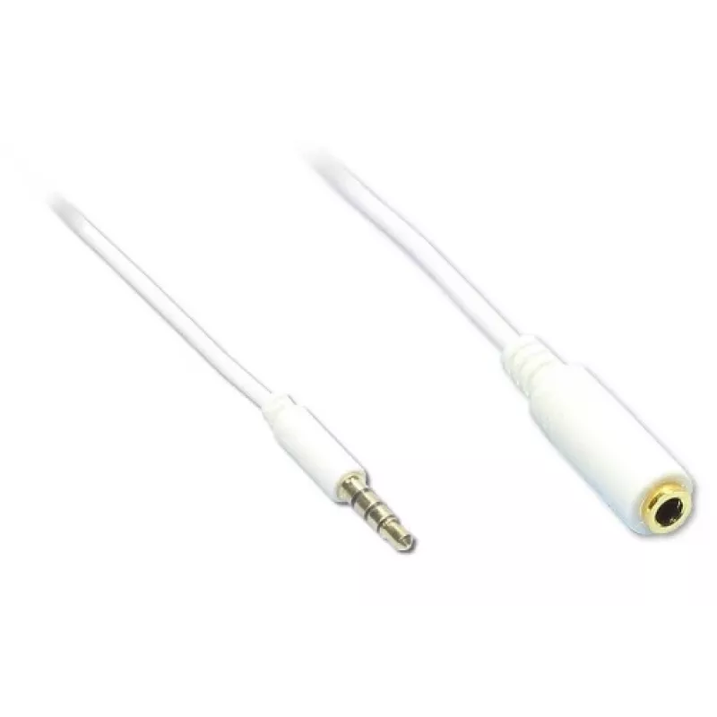 GoodConnections AS-35V4W2 Cabo de extensão de áudio 3,5 mm de 4 polos, ficha para conector fêmea, branco, 2 m