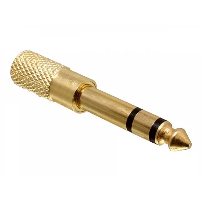 Delock 65361 Adaptador de áudio ficha jack 6,35 mm para conector fêmea jack 3,5 mm 3-Pin TRS metal