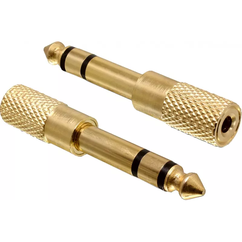 Delock 65361 Adaptador de áudio ficha jack 6,35 mm para conector fêmea jack 3,5 mm 3-Pin TRS metal