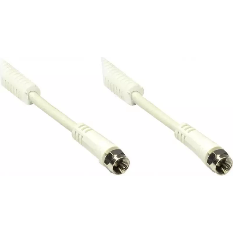 GoodConnections Cabo coaxial F macho para F macho com núcleo de ferrite, 100% blindado, 1,5m, branco (S-FP15W)