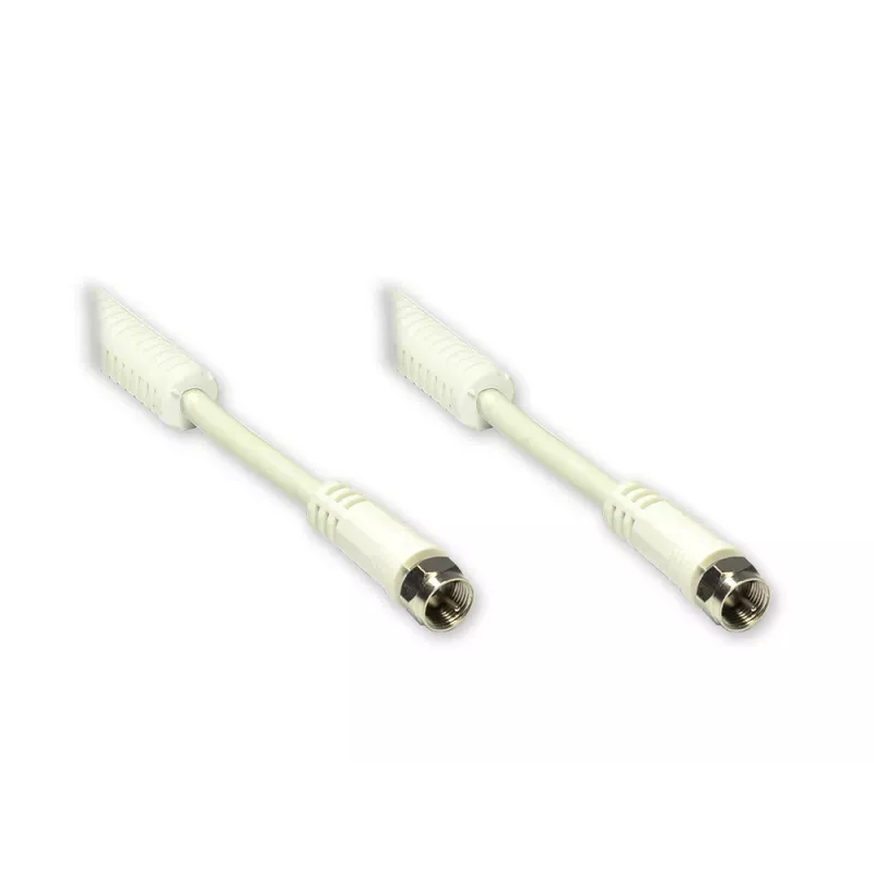 GoodConnections Cabo coaxial F macho para F macho com núcleo de ferrite, 100% blindado, 1,5m, branco (S-FP15W)