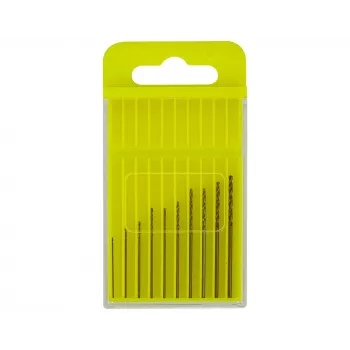 Donau Elektronik HSS-CO-200 Conjunto de brocas helicoidais HSS-Cobalto, 10 peças, 0,3–1,2 mm, DIN 338, haste cilíndrica