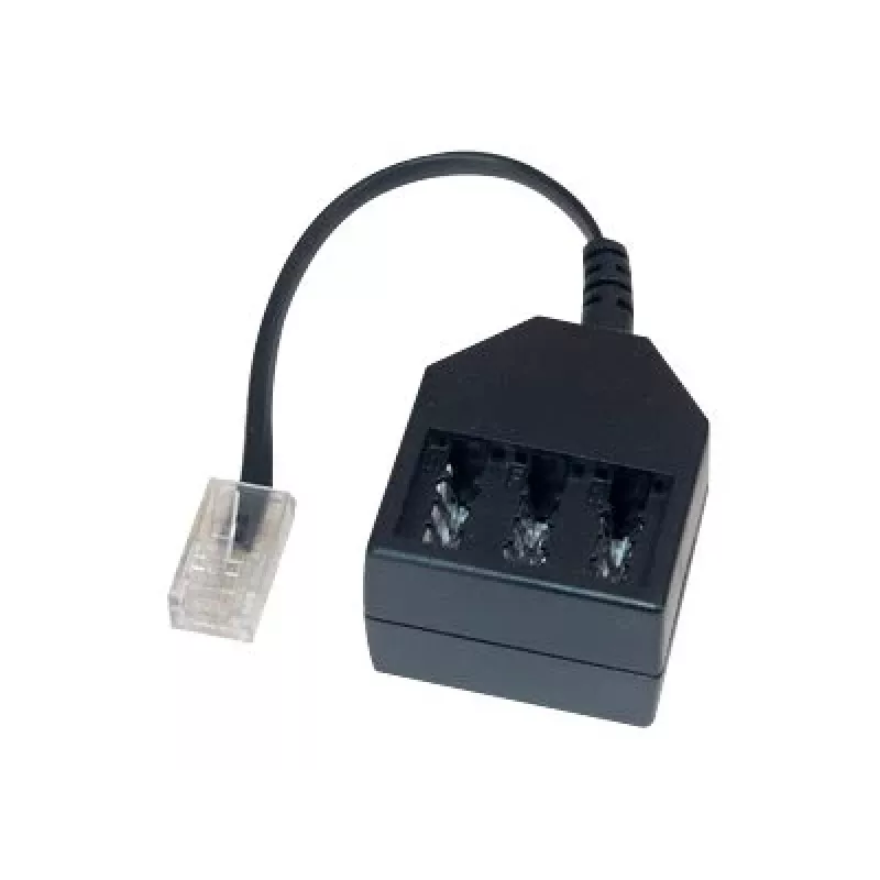 GoodConnections Adaptador telefónico RJ45 (8P4C) macho para TAE-F fêmea, 20cm, preto T4A-NFF