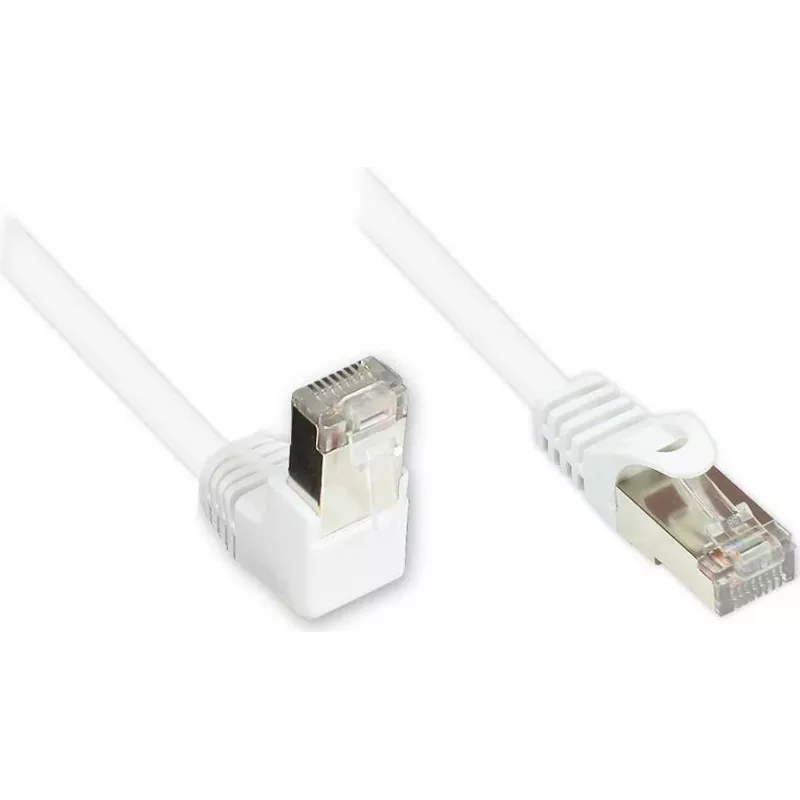 GoodConnections Cabo de rede Cat.5e F/UTP, 1x RJ45 90° (Top Latch) para 1x reto, branco, 5m 805W-050EWI
