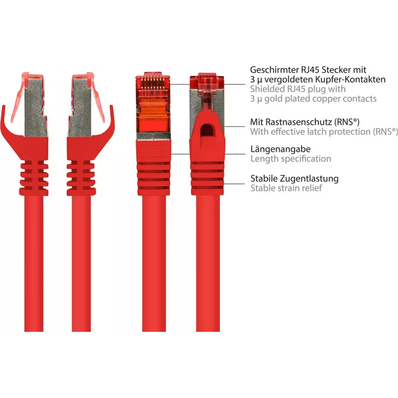 GoodConnections Alcasa 8060-400R Cat6 S/FTP Cabo patch, RJ45 macho para macho, 40 m, banhado a ouro