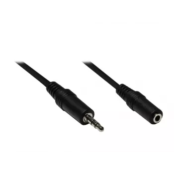 GoodConnections Cabo de extensão de áudio 3,5mm, macho para fêmea, 3 polos, preto, 2,5m AS-35V25