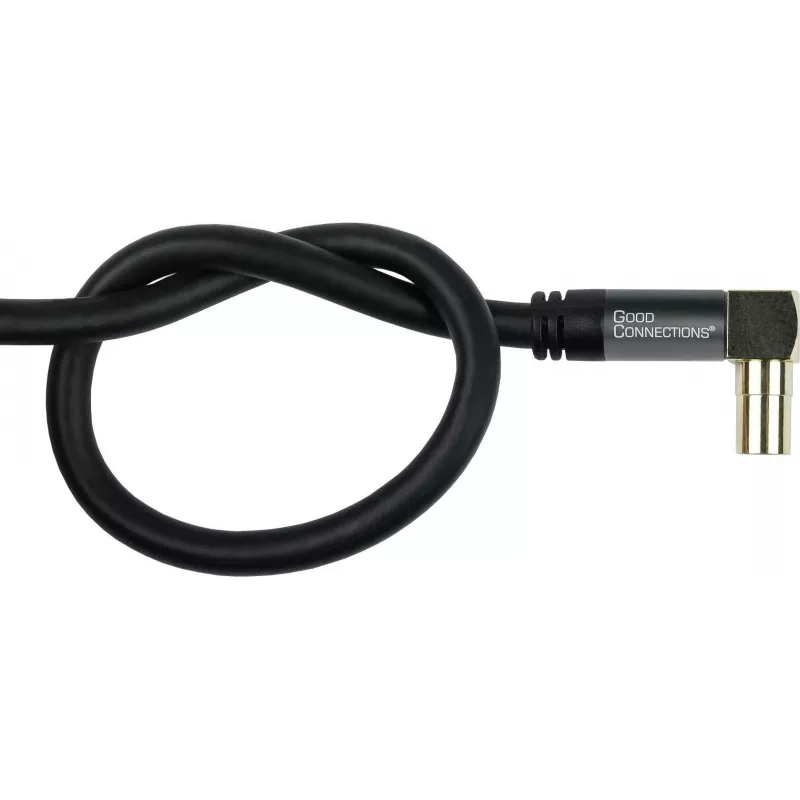 Good Connections Cabo de antena SAT SmartFLEX, ficha coaxial IEC angular para fêmea, banhado a ouro, blindagem quádrupla, 120 dB, preto, 3 m (GC-M2074)