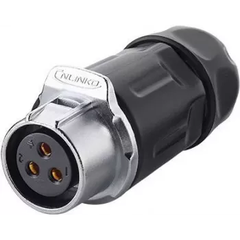 GoodConnections S1 Conector fêmea redondo de encastrar de 3 polos, rosca M20, ligações soldadas, IP67, 16A/250V IC01-20P302