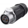 GoodConnections IC01-20P302 S1 Power conector industrial fêmea de 3 pinos, com bloqueio por clique, terminais de soldar, M20