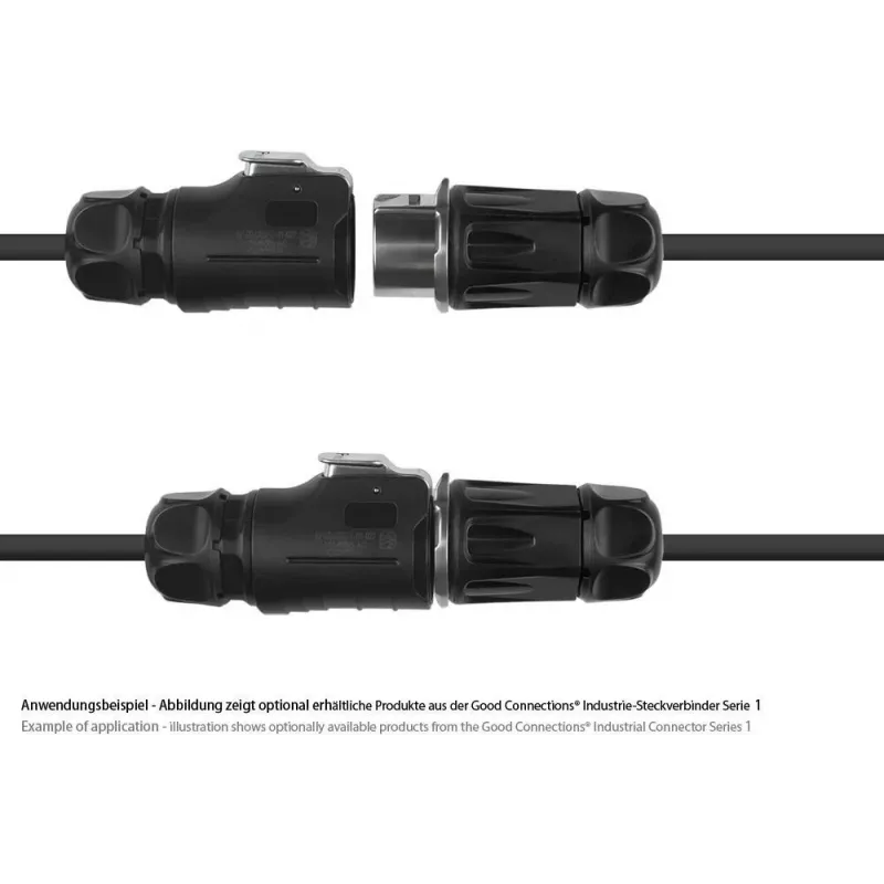 GoodConnections IC01-20P302 S1 Power conector industrial fêmea de 3 pinos, com bloqueio por clique, terminais de soldar, M20