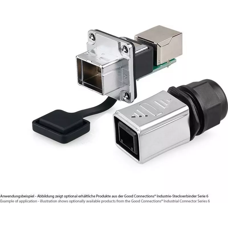 GoodConnections Alcasa IC06-R302 Acoplador RJ45 industrial, IP65/IP67, cinzento, caixa de zinco, -40 a 80°C