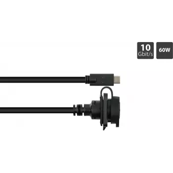 GoodConnections S1 Cabo USB-C industrial, USB 3.2 Gen 2, 10 Gbps, encastrar M16, IP65/67, 1 m, preto (IC01-16U3102-010)