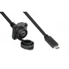 GoodConnections IC01-16U3102-010 S1 cabo USB-C industrial, USB 3.2 Gen 2, ficha para tomada de painel, M16, IP65/67, 1 m