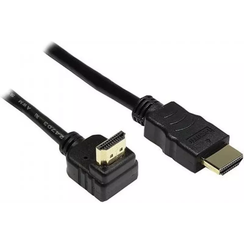 Good Connections Cabo HDMI de alta velocidade com Ethernet, ficha angular para cima, banhado a ouro, 1 m, preto 4510-GWO010