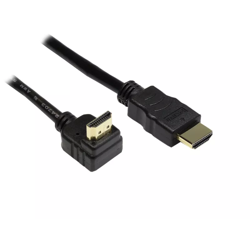 Good Connections Cabo HDMI de alta velocidade com Ethernet, ficha angular para cima, banhado a ouro, 1 m, preto 4510-GWO010