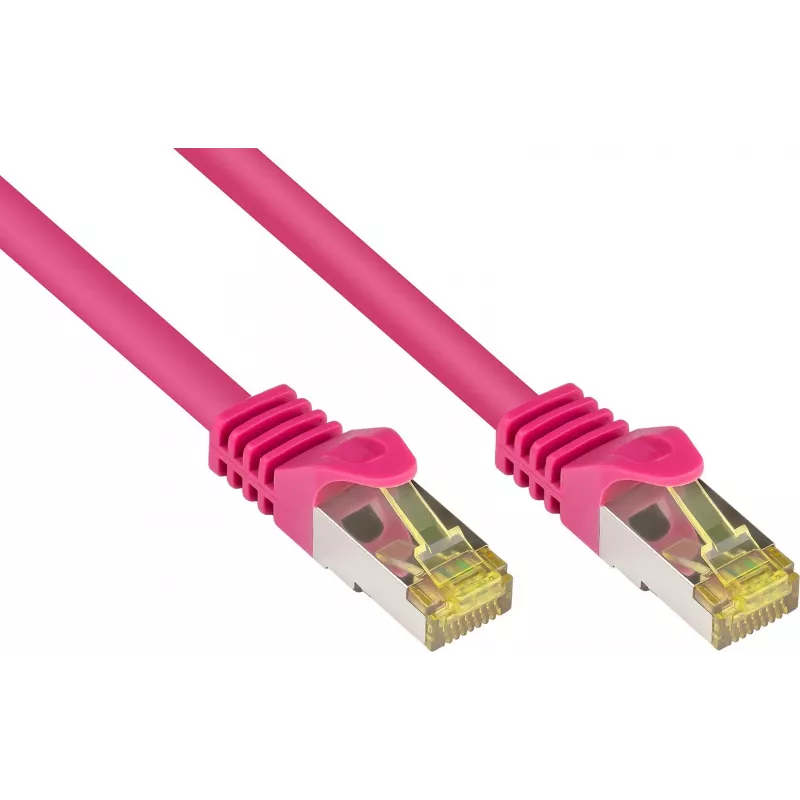 GoodConnections 8070R-400M Cat.7 S/FTP RJ45 cabo patch, PiMF, livre de halogéneos, 600 MHz, OFC, proteção de patilha RNS, 40 m, magenta