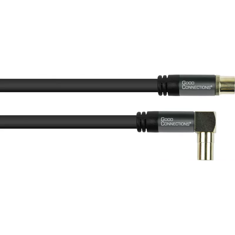 Good Connections Cabo de antena SAT SmartFLEX, ficha coaxial angular IEC para fêmea, banhado a ouro, blindagem quádrupla, 120 dB, preto, 20 m (GC-M2079)