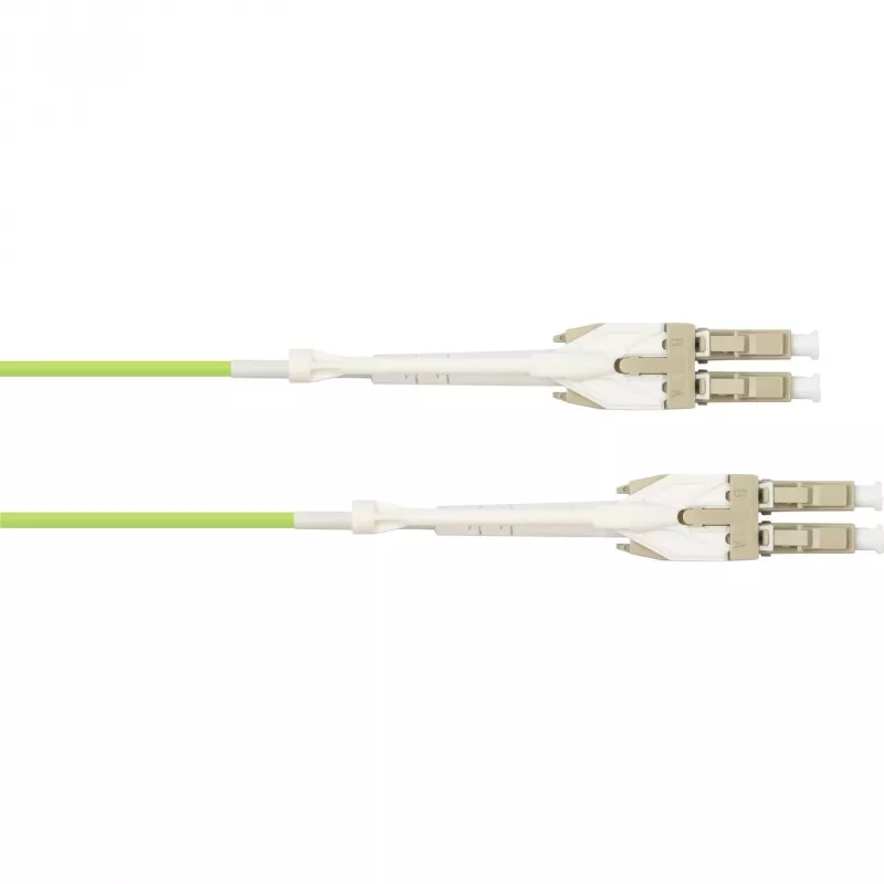 GoodConnections OM5 Cabo de fibra ótica patch LC/LC duplex Uniboot, 5m, LSZH, verde-limão LW-U815LC5