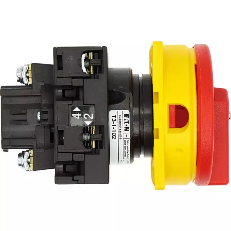 Eaton T3-1-102/EA/SVB interruptor de came, 3 polos, 32 A, bloqueável, amarelo/vermelho