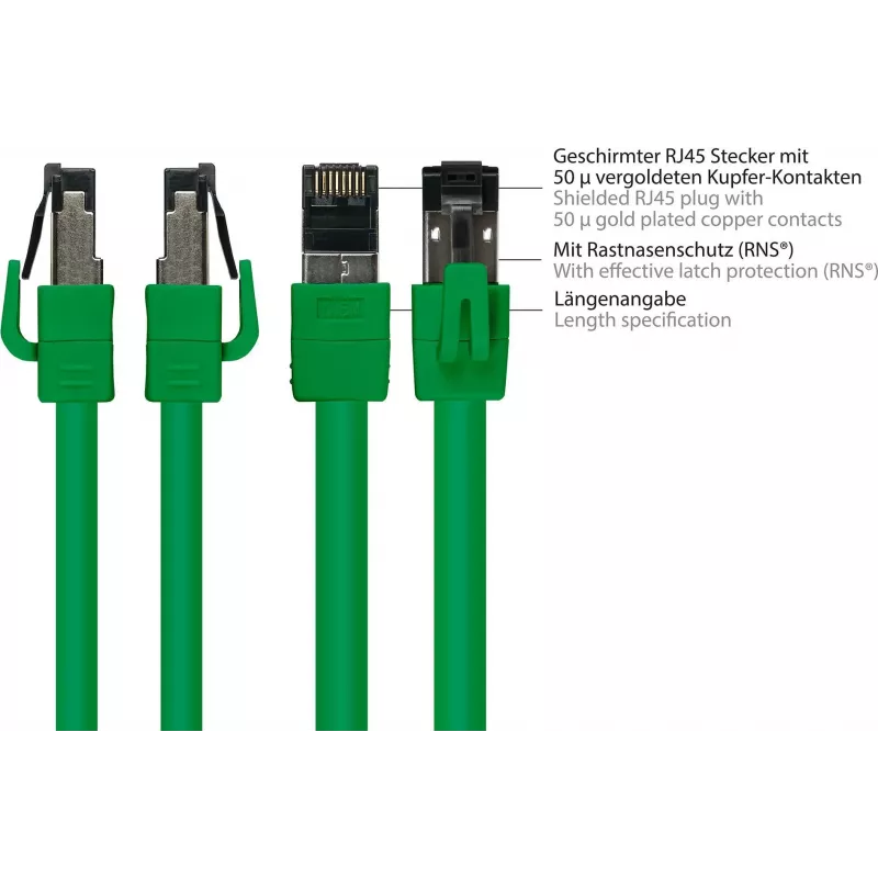 GoodConnections Alcasa 8080-005G cabo de rede Cat8.1 S/FTP, 0,5 m, verde