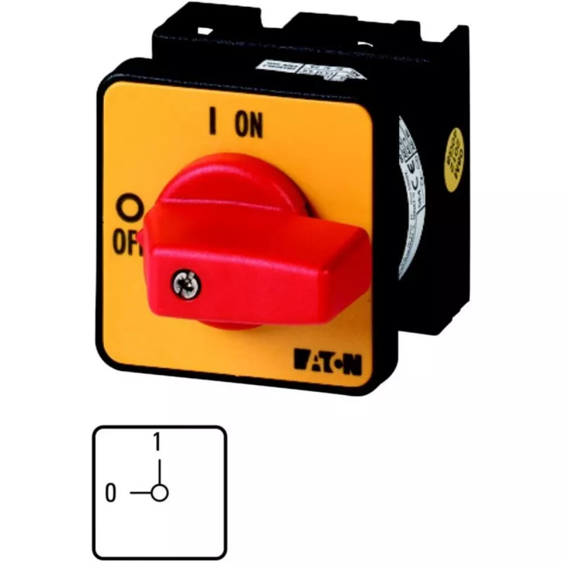 Interruptor de came Eaton T0-2-1/E-RT de 3 polos 20 A, IP65, vermelho/amarelo 011082