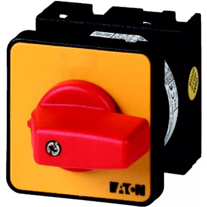 Interruptor de came Eaton T0-2-1/E-RT de 3 polos 20 A, IP65, vermelho/amarelo 011082