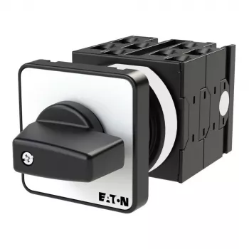 Eaton T0-4-8251/E interruptor de cames bipolar de 3 posições ON-OFF-ON, 20A, 690V, IP65 frontal, punho preto, placa frontal branca 013971