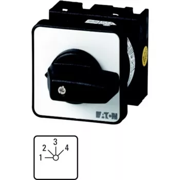 Eaton T0-4-8251/E interruptor de cames bipolar de 3 posições ON-OFF-ON, 20A, 690V, IP65 frontal, punho preto, placa frontal branca 013971