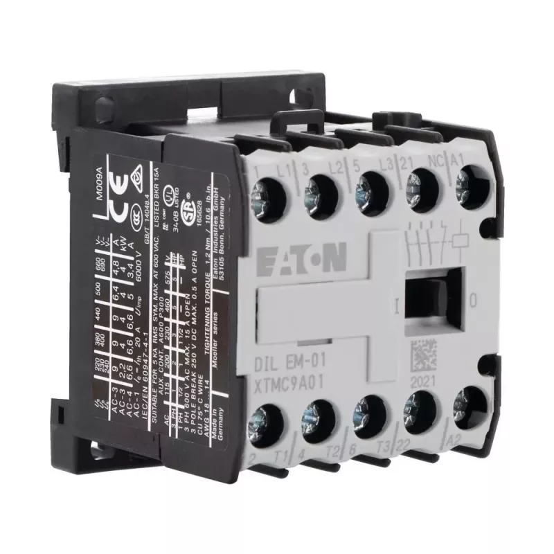 Contator auxiliar Eaton DILEM-01 3NO 24V AC 50Hz 9A 4kW IP20 010086