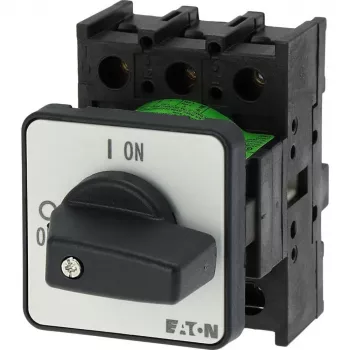 Interruptor principal / seccionador de carga Eaton P1-32/E 3 polos, 32 A, 690 V AC, IP65 frontal, manípulo rotativo preto/branco 079065