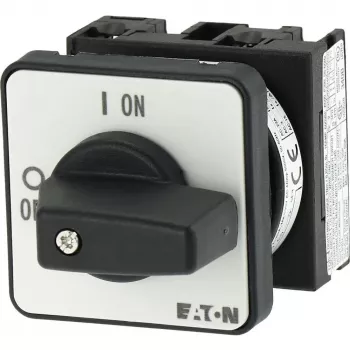Interruptor de alavanca ON-OFF Eaton T0-1-102/E 2 polos, 20A, IP65 frontal, manípulo preto com placa de legenda branca 088709
