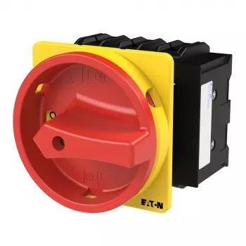 Interruptor principal Eaton P3-100/EA/SVB/HI11 3 polos 100 A, IP65, manípulo rotativo vermelho/amarelo, montagem de superfície 029383
