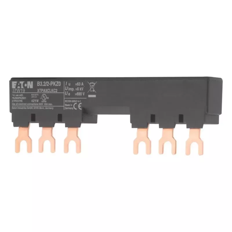 Adaptador de barramento trifásico EATON B3.1/2-PKZ0 para disjuntor de proteção de motor PKZ0, 63 A, 690 V AC, 3 polos, IP20 (044945)