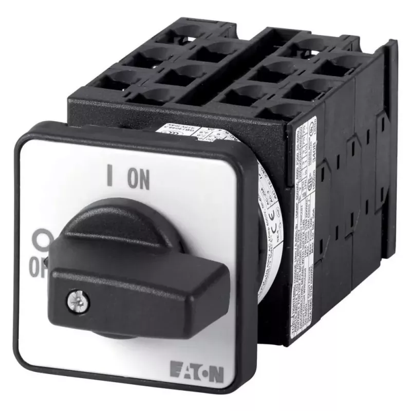 Interruptor de came Eaton T0-6-15866/E 3 polos 20A 690V AC IP65 frontal preto/prateado 055460