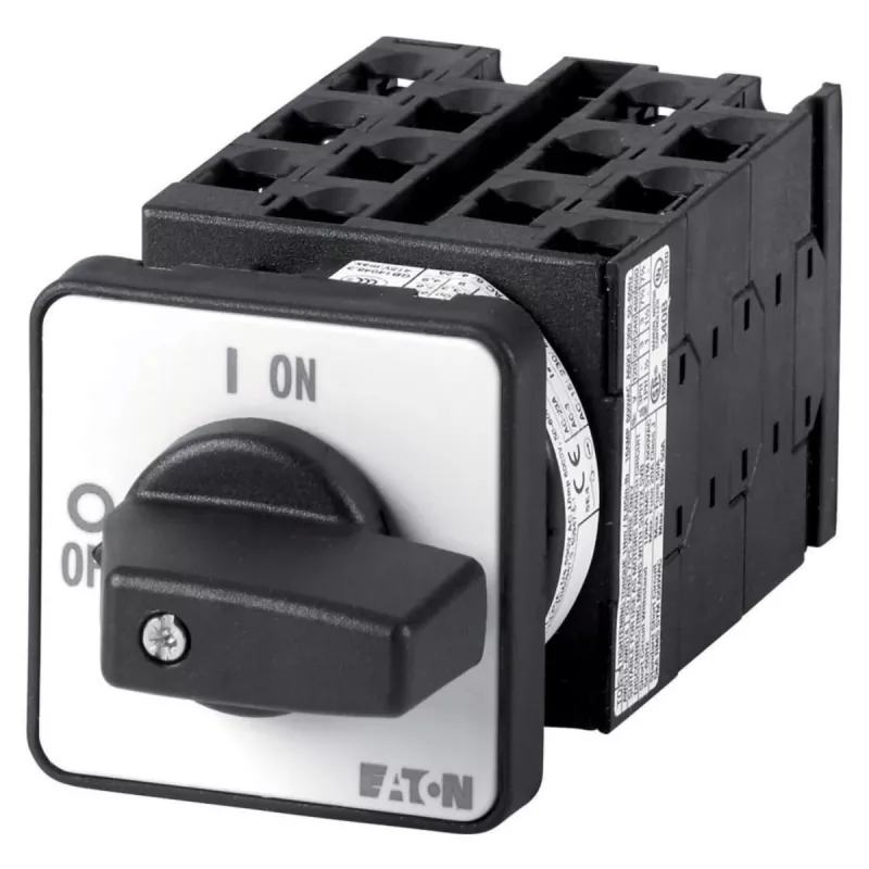 Interruptor de came Eaton T0-6-15866/E 3 polos 20A 690V AC IP65 frontal preto/prateado 055460