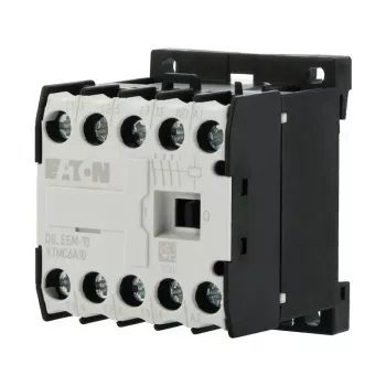 Mini contactor Eaton DILEEM-10 - 3 polos, bobina 230 V AC, 9 A, 4 kW, 1 contacto auxiliar NA, montagem em calha DIN, IP20, preto/branco 056674