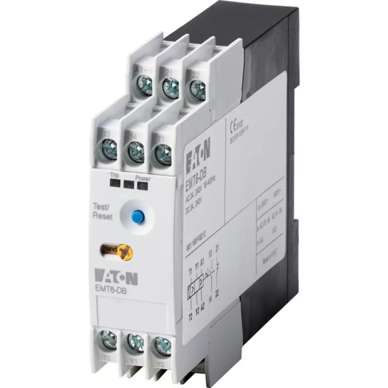 Relé eletrónico de proteção de motor Eaton EMT6-DB, 230V AC, preto/branco 066401