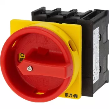 EATON P1-32/EA/SVB/HI11 Interruptor principal, 3 polos, 32 A, montagem em quadro, vermelho/amarelo 072567