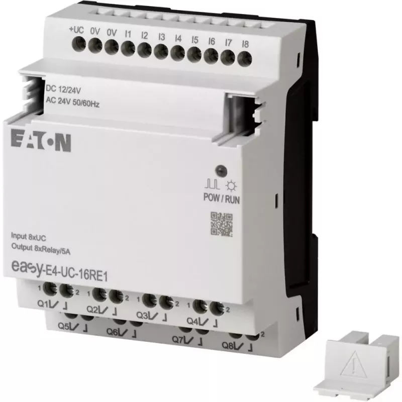 Eaton EASY-E4-UC-16RE1 Relé de controlo easyE4, 8 DI, 4 AI, 8 saídas de relé, Ethernet, LCD, calha DIN