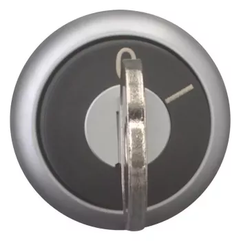 Eaton M22-WRS-MS20 Acionador de comutador rotativo com chave, 2 posições, retenção, chave MS20, anel frontal metálico titânio, preto 111779